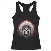 Native American Indian Chief Skull Headdress Racerback Tank Top - Wonder Print Shop