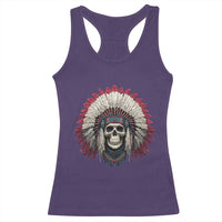 Native American Indian Chief Skull Headdress Racerback Tank Top - Wonder Print Shop