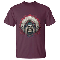 Native American Indian Chief Skull Headdress T Shirt - Wonder Print Shop