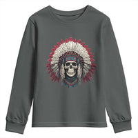 Native American Indian Chief Skull Headdress Youth Sweatshirt - Wonder Print Shop