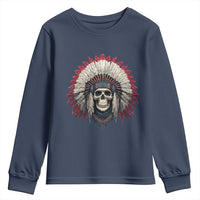 Native American Indian Chief Skull Headdress Youth Sweatshirt - Wonder Print Shop