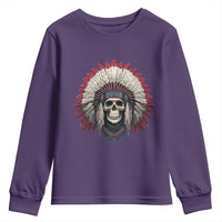 Native American Indian Chief Skull Headdress Youth Sweatshirt - Wonder Print Shop