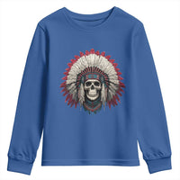 Native American Indian Chief Skull Headdress Youth Sweatshirt - Wonder Print Shop