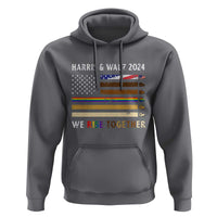 Harris Walz 2024 Hoodie We Rise Together Vintage American Flag - Wonder Print Shop