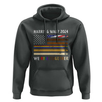 Harris Walz 2024 Hoodie We Rise Together Vintage American Flag - Wonder Print Shop