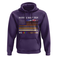 Harris Walz 2024 Hoodie We Rise Together Vintage American Flag - Wonder Print Shop