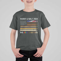 Harris Walz 2024 T Shirt For Kid We Rise Together Vintage American Flag - Wonder Print Shop