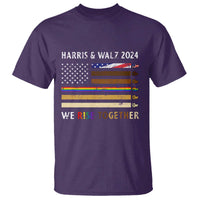 Harris Walz 2024 T Shirt We Rise Together Vintage American Flag - Wonder Print Shop