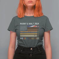Harris Walz 2024 T Shirt For Women We Rise Together Vintage American Flag - Wonder Print Shop