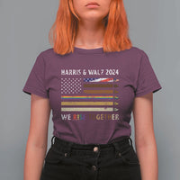 Harris Walz 2024 T Shirt For Women We Rise Together Vintage American Flag - Wonder Print Shop