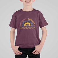 Harris Supporter T Shirt For Kid Peace Love Equality Hope Diversity Sunflower - Wonder Print Shop
