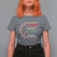 Harris Supporter T Shirt For Women Peace Love Equality Hope Diversity Retro Flower Peace Sign - Wonder Print Shop