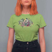 Harris 2024 T Shirt For Women Vintage Flowers Feminine First Female President - Wonder Print Shop