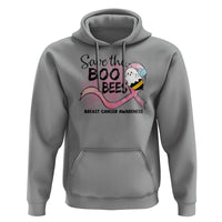Funny Breast Cancer Halloween Hoodie Save The Boobees Ghost Bee Pink Ribbon - Wonder Print Shop
