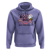 Funny Breast Cancer Halloween Hoodie Save The Boobees Ghost Bee Pink Ribbon - Wonder Print Shop