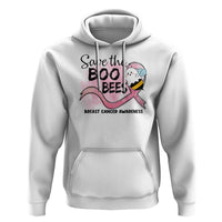Funny Breast Cancer Halloween Hoodie Save The Boobees Ghost Bee Pink Ribbon - Wonder Print Shop
