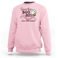 Funny Breast Cancer Halloween Sweatshirt Save The Boobees Ghost Bee Pink Ribbon - Wonder Print Shop