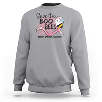 Funny Breast Cancer Halloween Sweatshirt Save The Boobees Ghost Bee Pink Ribbon - Wonder Print Shop