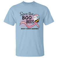 Funny Breast Cancer Halloween T Shirt Save The Boobees Ghost Bee Pink Ribbon - Wonder Print Shop