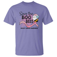 Funny Breast Cancer Halloween T Shirt Save The Boobees Ghost Bee Pink Ribbon - Wonder Print Shop