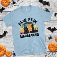 Funny Black Cat Halloween T Shirt Pew Madafakas Witch Retro Vintage Bat - Wonder Print Shop