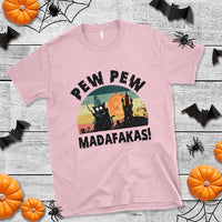 Funny Black Cat Halloween T Shirt Pew Madafakas Witch Retro Vintage Bat - Wonder Print Shop