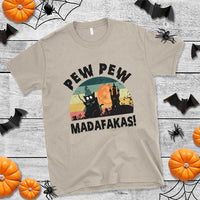 Funny Black Cat Halloween T Shirt Pew Madafakas Witch Retro Vintage Bat - Wonder Print Shop