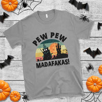 Funny Black Cat Halloween T Shirt Pew Madafakas Witch Retro Vintage Bat - Wonder Print Shop