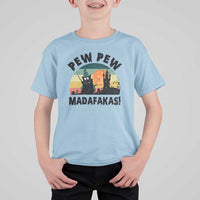 Funny Black Cat Halloween T Shirt For Kid Pew Madafakas Witch Retro Vintage Bat - Wonder Print Shop