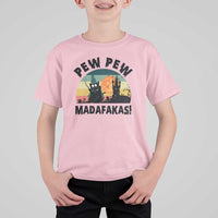 Funny Black Cat Halloween T Shirt For Kid Pew Madafakas Witch Retro Vintage Bat - Wonder Print Shop