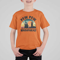 Funny Black Cat Halloween T Shirt For Kid Pew Madafakas Witch Retro Vintage Bat - Wonder Print Shop