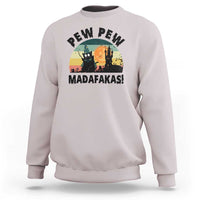 Funny Black Cat Halloween Sweatshirt Pew Madafakas Witch Retro Vintage Bat - Wonder Print Shop