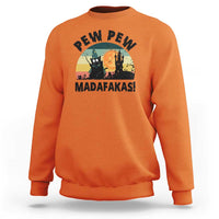 Funny Black Cat Halloween Sweatshirt Pew Madafakas Witch Retro Vintage Bat - Wonder Print Shop