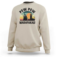 Funny Black Cat Halloween Sweatshirt Pew Madafakas Witch Retro Vintage Bat - Wonder Print Shop