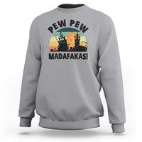 Funny Black Cat Halloween Sweatshirt Pew Madafakas Witch Retro Vintage Bat - Wonder Print Shop