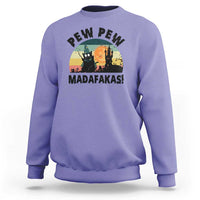 Funny Black Cat Halloween Sweatshirt Pew Madafakas Witch Retro Vintage Bat - Wonder Print Shop