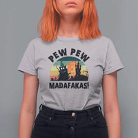 Funny Black Cat Halloween T Shirt For Women Pew Madafakas Witch Retro Vintage Bat - Wonder Print Shop