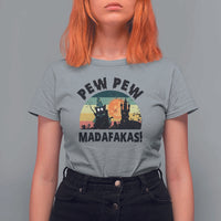 Funny Black Cat Halloween T Shirt For Women Pew Madafakas Witch Retro Vintage Bat - Wonder Print Shop
