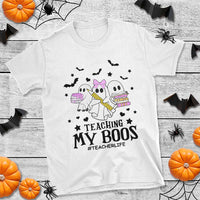 Funny Teacher Halloween T Shirt Teaching My Boos Teacherlife Ghost Pencil Book - Wonder Print Shop