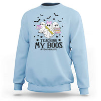 Funny Teacher Halloween Sweatshirt Teaching My Boos Teacherlife Ghost Pencil Book - Wonder Print Shop