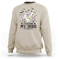 Funny Teacher Halloween Sweatshirt Teaching My Boos Teacherlife Ghost Pencil Book - Wonder Print Shop