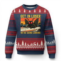 Get In Loser We Are Going Lurking Funny Mothman Ugly Christmas Sweater Cryptozoology Cryptid Lover