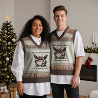 Please Leave Me Alone I Am Eating Soup Funny Mothman V-Neck Knit Sweater Vest