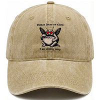 Please Leave Me Alone I Am Eating Soup Funny Mothman Washed Cotton Baseball Cap