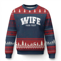 Personalized Wife Ugly Christmas Sweater Custom Text Name Wifey Marriage Anniversary Couple Gift