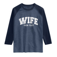 Personalized Wife Raglan Shirt Custom Text Name Wifey Marriage Anniversary Couple Gift