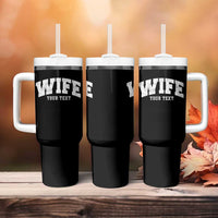 Personalized Wife Tumbler With Handle Custom Text Name Wifey Marriage Anniversary Couple Gift