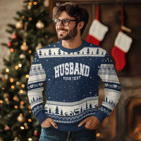 Personalized Husband Ugly Christmas Sweater Custom Text Name Hubby Marriage Anniversary Couple Gift
