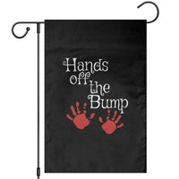 Pregnancy Announcement Garden Flag Hands Off The Bump Halloween Pregnant Red Baby Handprint - Wonder Print Shop