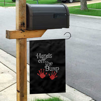 Pregnancy Announcement Garden Flag Hands Off The Bump Halloween Pregnant Red Baby Handprint - Wonder Print Shop